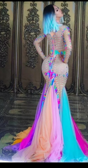 Halloween Rainbow Trailing Elastic Sexy Gown - Picture 2 of 4